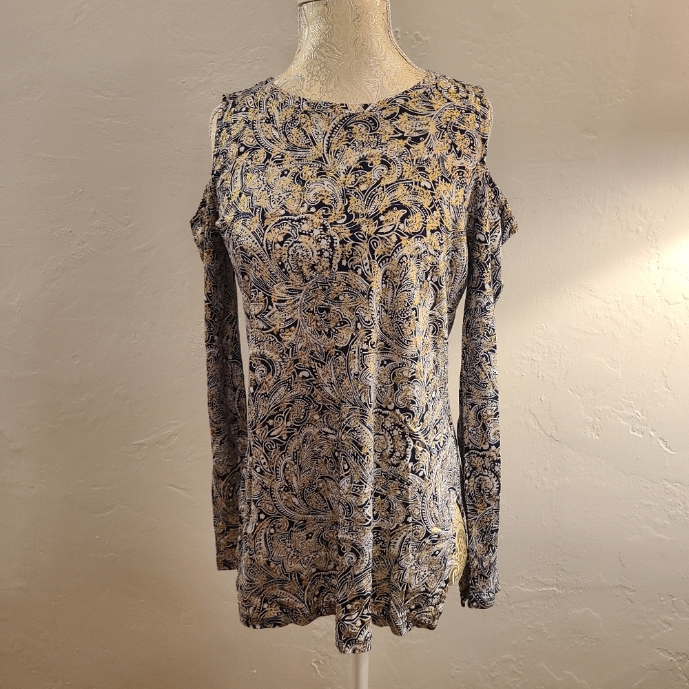 Michael by Michael Kors Cold Shoulder Long Sleeve Knit Top - size Medium